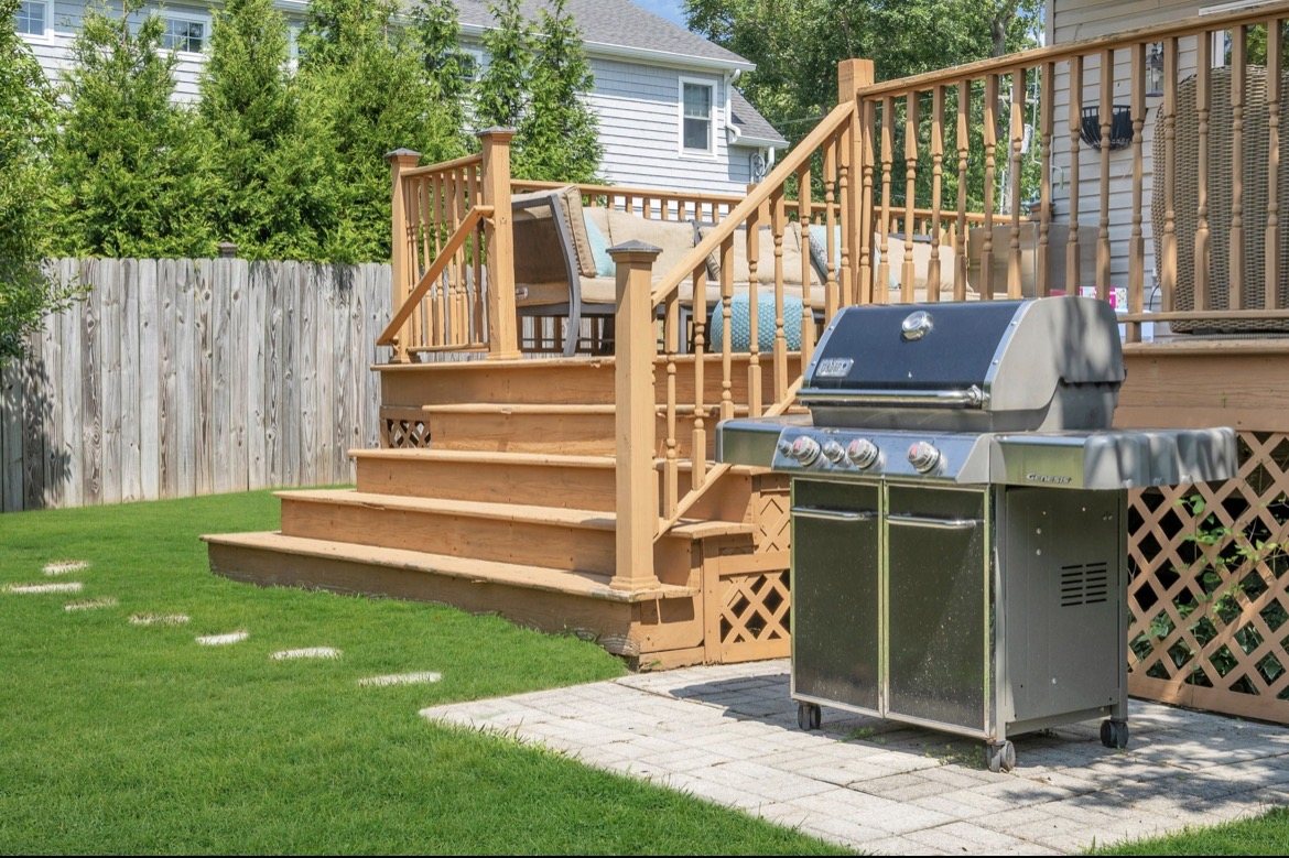 Backyard, deck, and grill